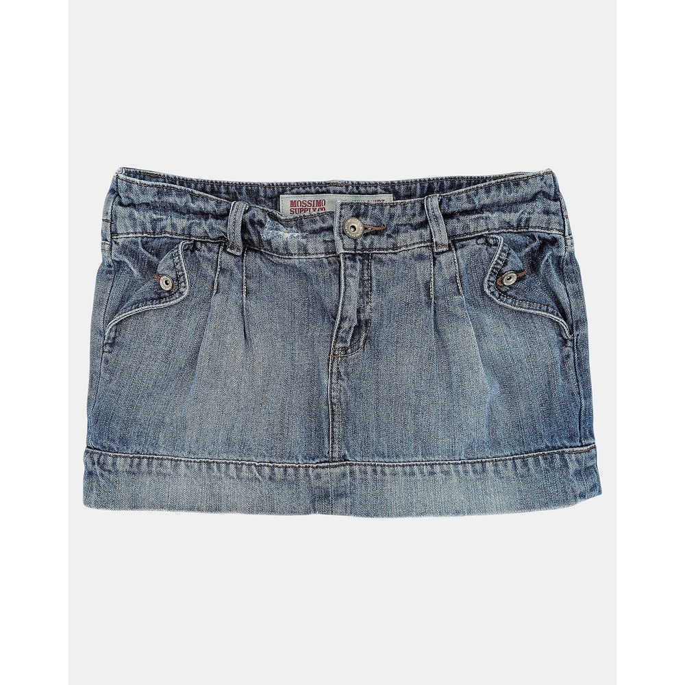 Mossimo Supply Co Denim Mini Skirt Size 7‎ Low Rise Pleated Y2K Blue Jean